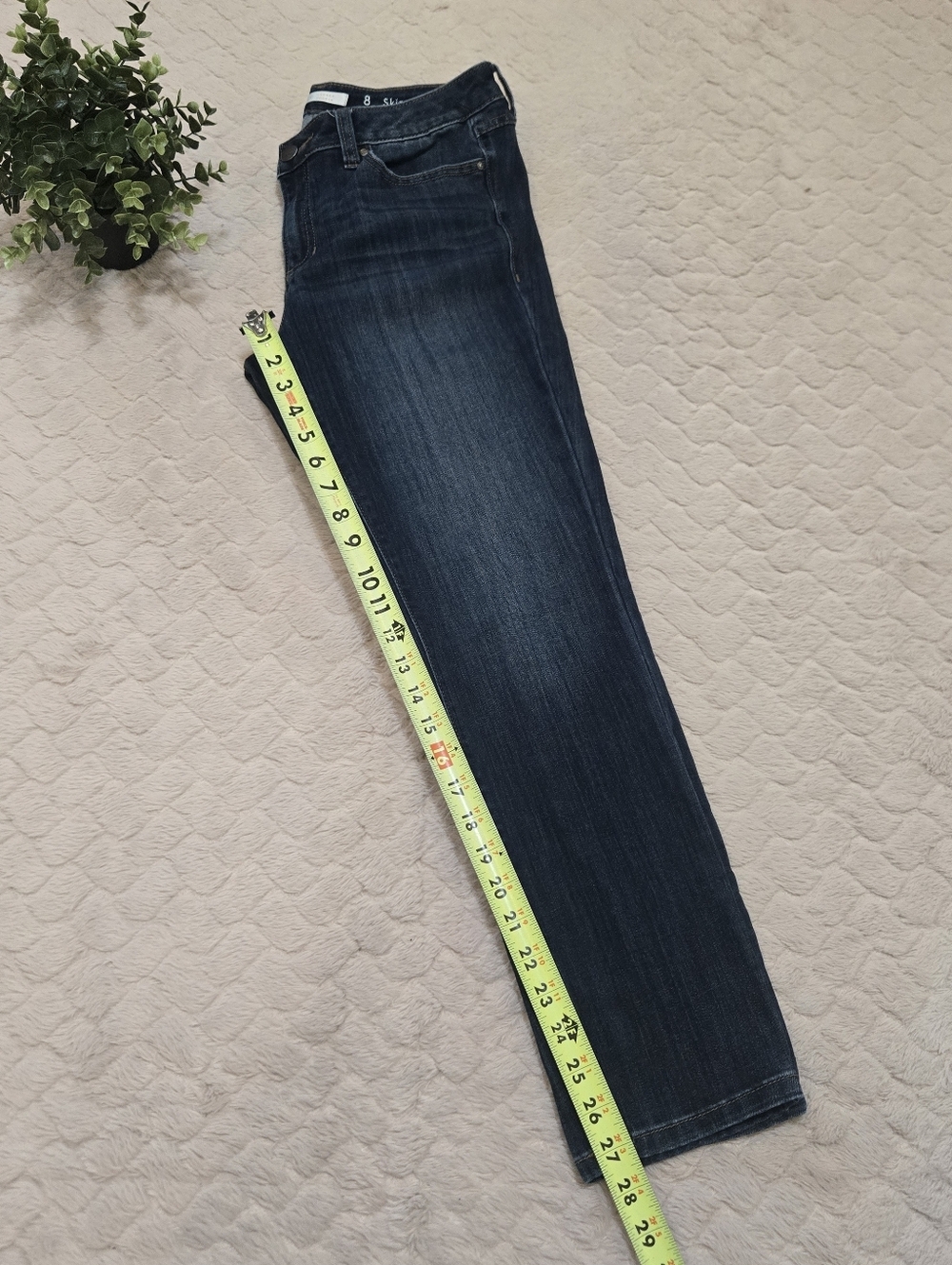 LC Lauren Conrad Dark Wash Skinny Straight Leg Jeans, Size 8 - Picture 5 of 7